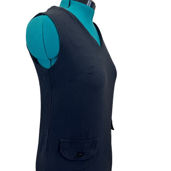 1960s Black Mod Shift Dress w/ Pockets | Size 12 | Vintage Classic - Picture 3 of 16